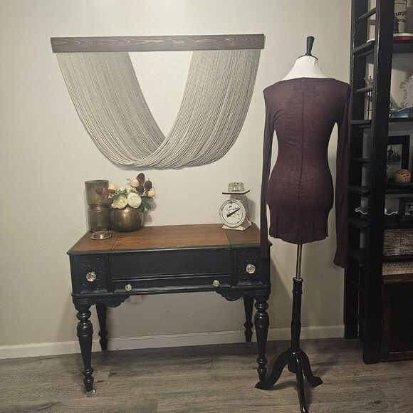 Enza Costa Mulberry Boat Neck Ribbed Sheer Knit Cotton Pullover Top Sz M/L - Picture 4 of 5